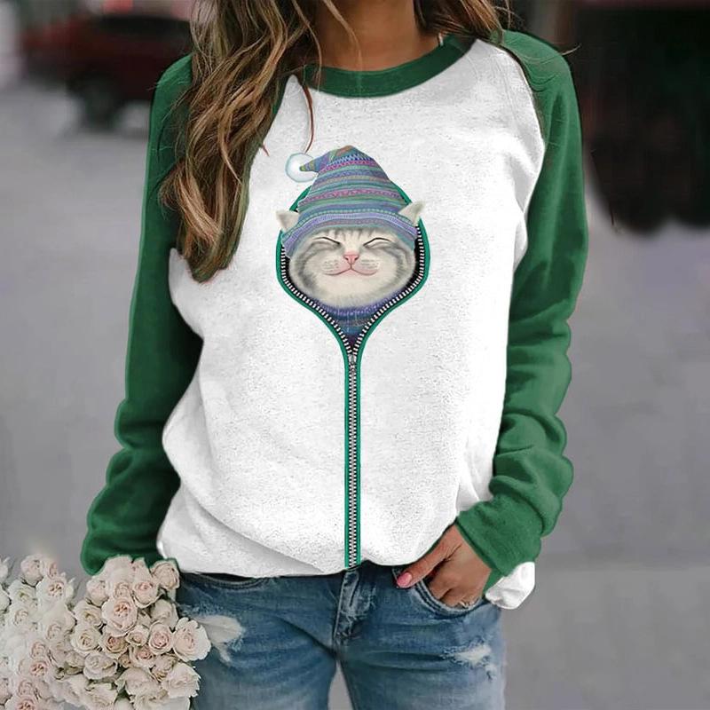 Autumn Women Thin Pullovers Winter Casual Tops Vintage 3D Printed Sweatshirt Ladies Street Long Sleeve Sports Hoodie