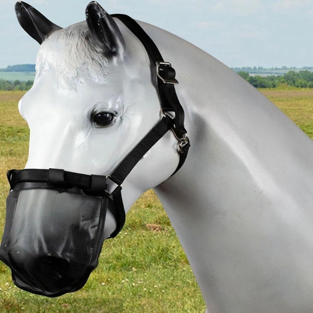 Черная сетчатая маска для носа лошади, дышащая маска для защиты от мух от животных, снаряжение для верховой езды