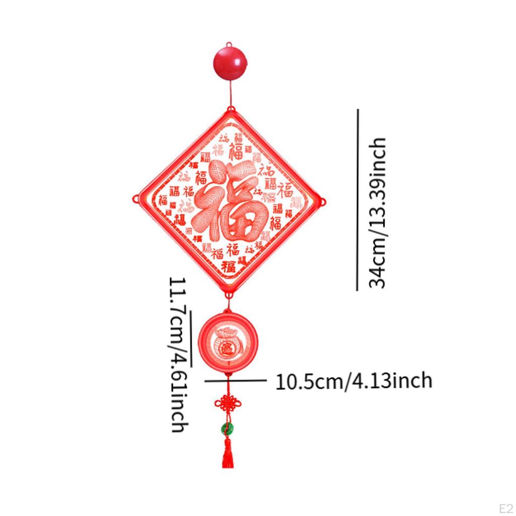 Fu Blessing Hanging Ornament Chinese Year LED Decor for Window Wall