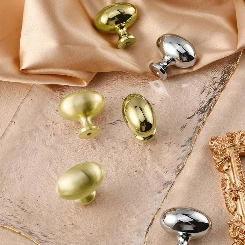 Italian Oval Wardrobe Door Handle Brass Cabinet Drawer Gold Silver French Dove Egg Pure Copper Small Handle