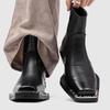 Модный стиль Мужские ботинки челси Толстая подошва 3 см Бренд Мужские ботильоны Вечеринка Мужская обувь Чисто черный Большой размер 45