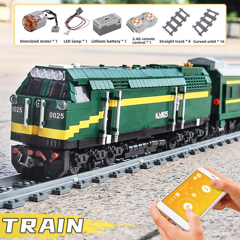 MOULD KING MOC The QJ Steam Locomotives Remote Control Train Building Blocks Bricks Kids Educational DIY Toys Christmas Gifts