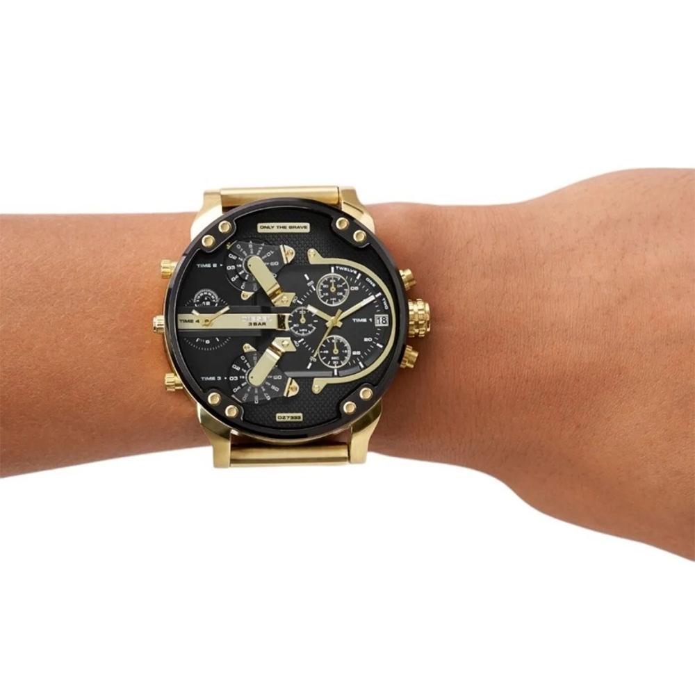 Diesel DZ7333 men's watch Gold strap Black dial 57 mm + box