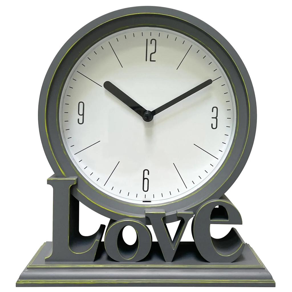 Круглые настольные часы в европейском стиле, каминные часы, не тикающие, декоративные настольные часы Love для офиса, гостиной, спальни, фермерского дома