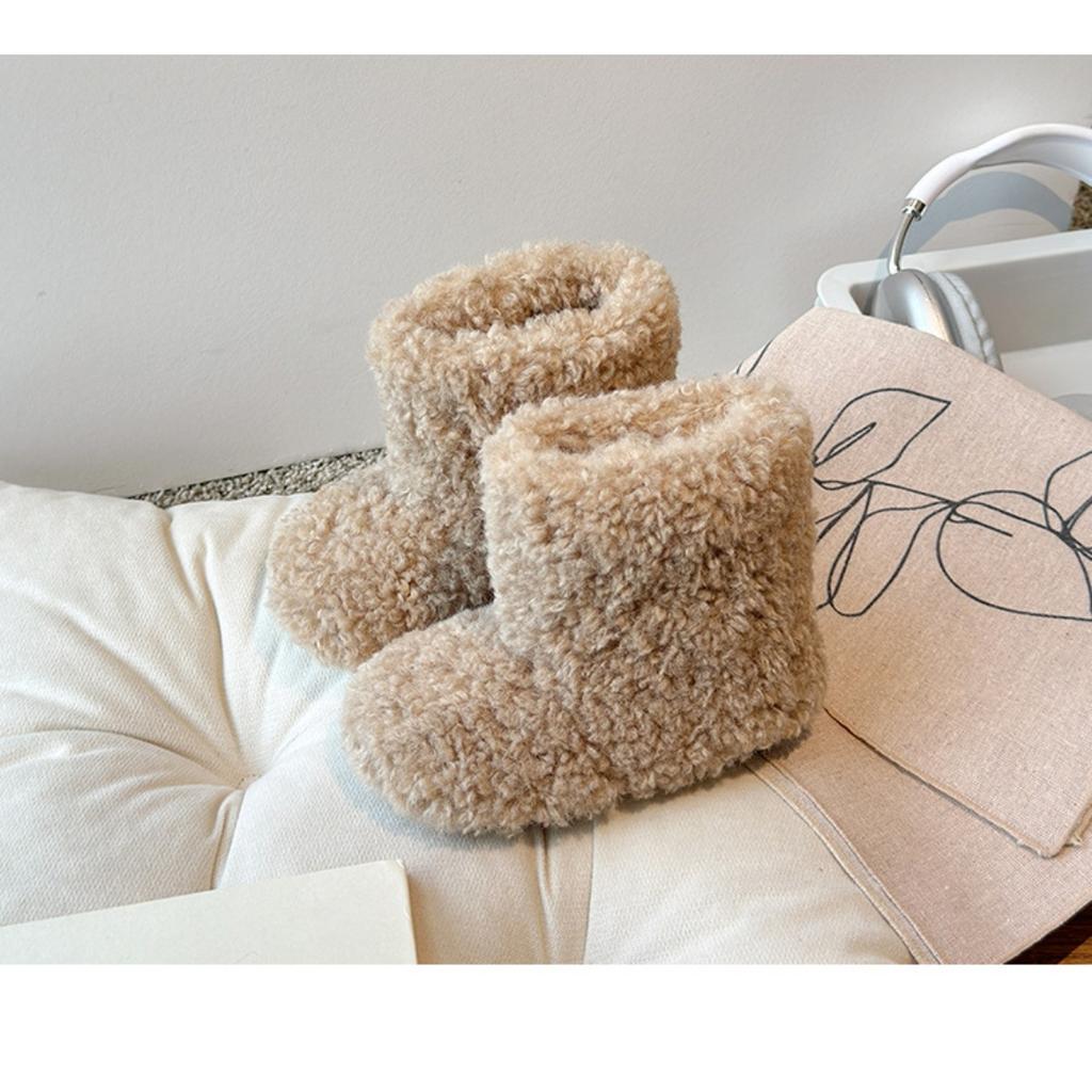 Зимний Новый Стиль Девочек Мода Ягненок Детская Волосатая Обувь Мальчиков Плюшевые Ботинки Теплые Короткие Ботинки Детская Обувь