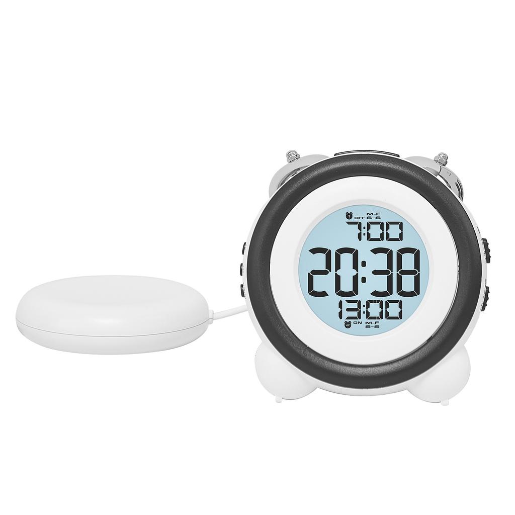 Цифровой будильник с отображением времени и даты, многофункциональный будильник с двойным звонком, очень громкий, с двойным будильником для любителей крепкого сна