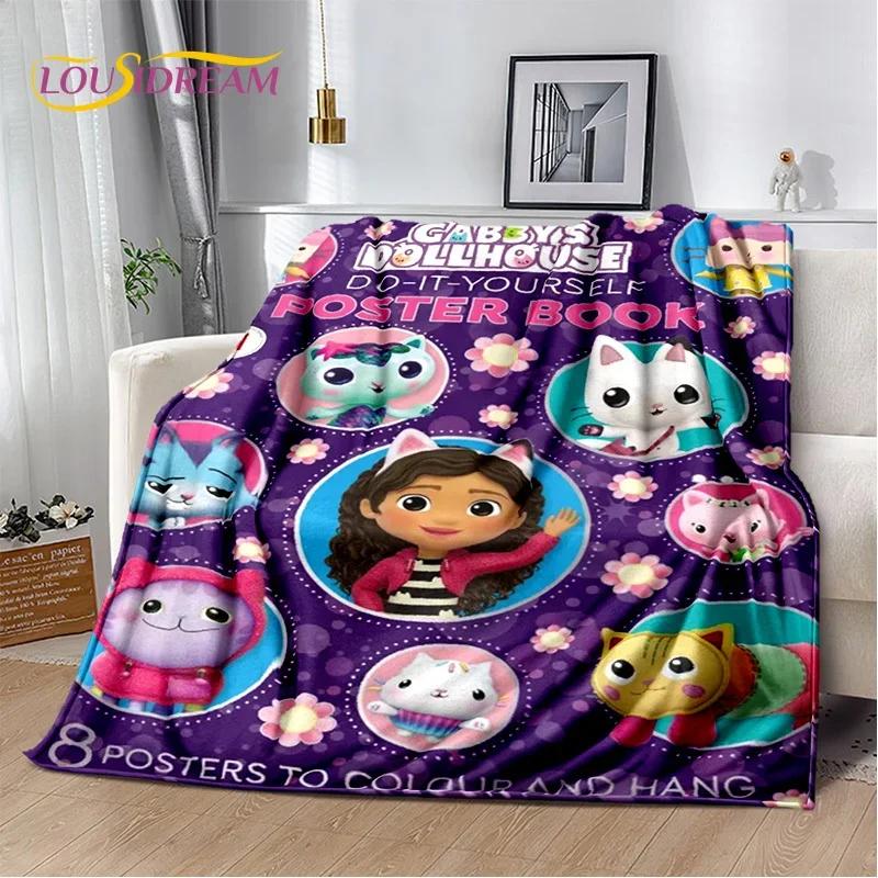 Cute Gabbys Dollhouse Cartoon Blanket,Soft Throw Blanket for Home Bedroom Bed Sofa Picnic Travel Office Rest Cover Blanket Gift