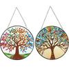 2Pcs Animal Theme 2D Flat DIY Hanging Diamond Art Kits Rhinestone Diamond Art Window Pendants Window Hanging Art for Home Decor