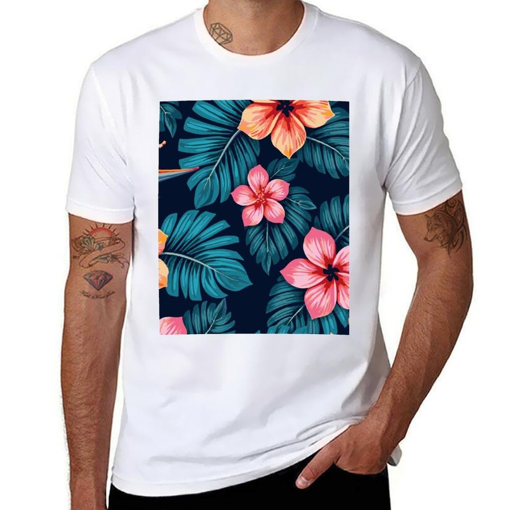 Pink Coral Tropical Foliage Pattern Tshirt For A Boy New Edition New Gifts And Tshirts Plus Size Tops Unisexs Tshirt
