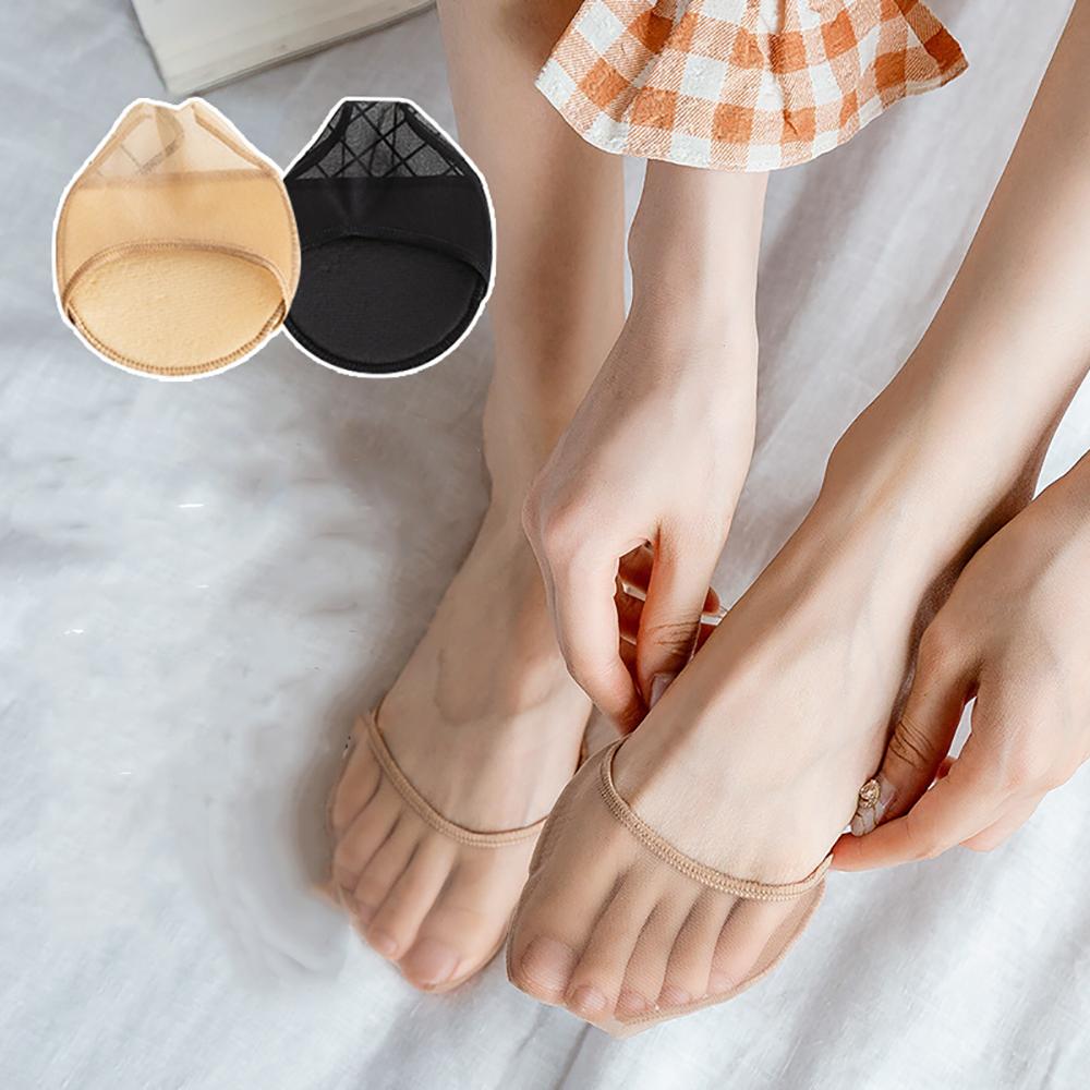 Silicone Dotted Anti-Slip Girls Forefoot Insoles Invisible Socks Women Hosiery Half Palm Socks