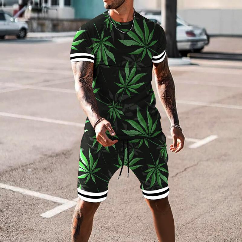 Мужские короткие наряды с 3D принтом, спортивный спортивный костюм, комплект из 2 предметов для мужчин, летняя комплектация, мужские тканевые мужские футболки с короткими рукавами, комплект шорт