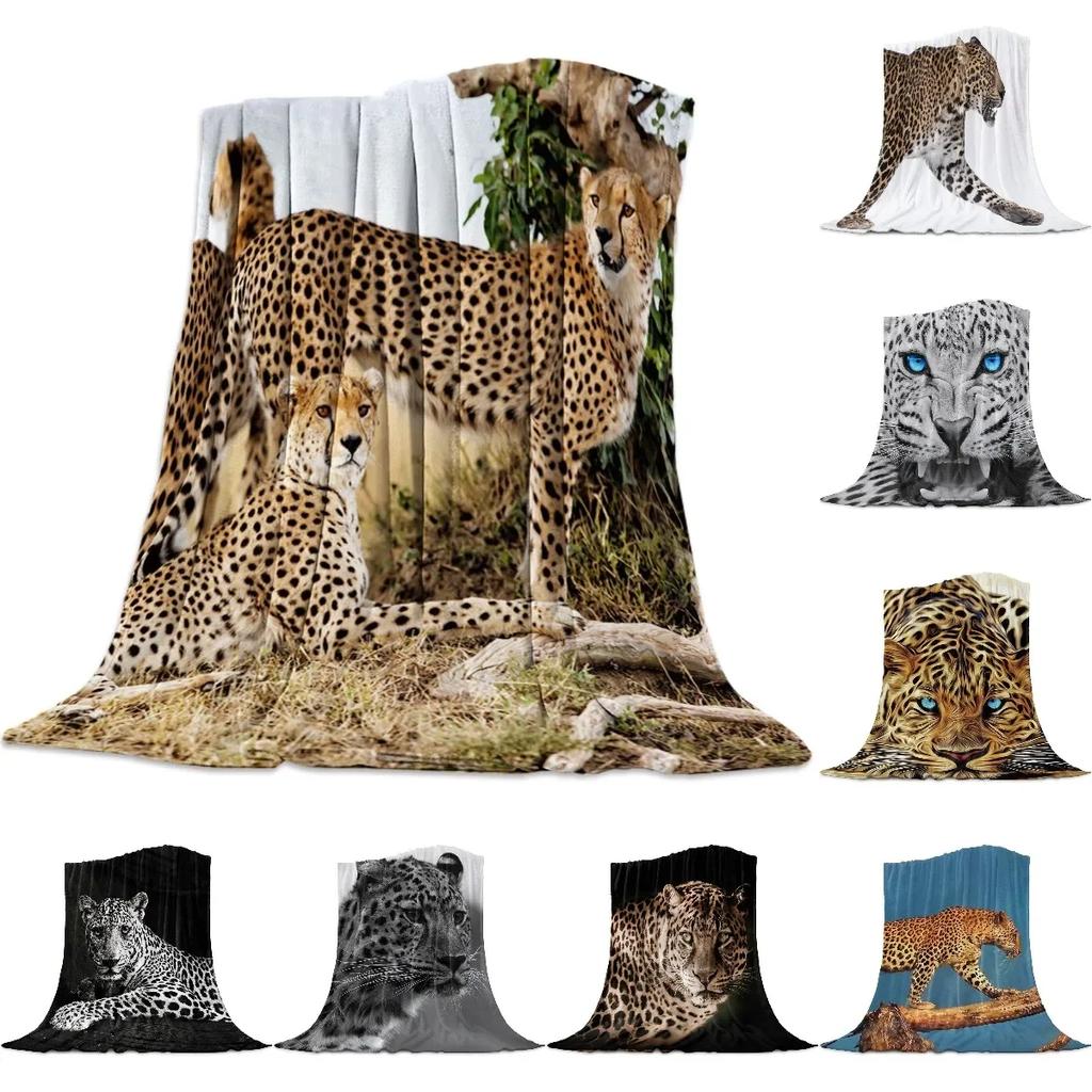 Cheetah Animal Flannel Fleece Bed Blanket Bedspread Coverlet Bed Cover Soft Lightweight Warm Cozy Throw Blankets Queen King Size