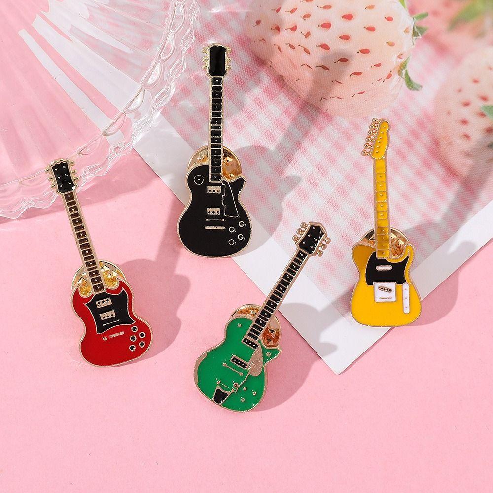 Funny Guitar Brooch Cartoon Guitar Enamel Pins Clothing Accessories Guitar Lapel Badge Gifts