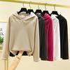 Velvet Hooded Sweatshirt for Women In Autumn and Winter, Pile Thickened Long-sleeved Base Shirt, Warm Top, Double-sided Velvet T-shirt