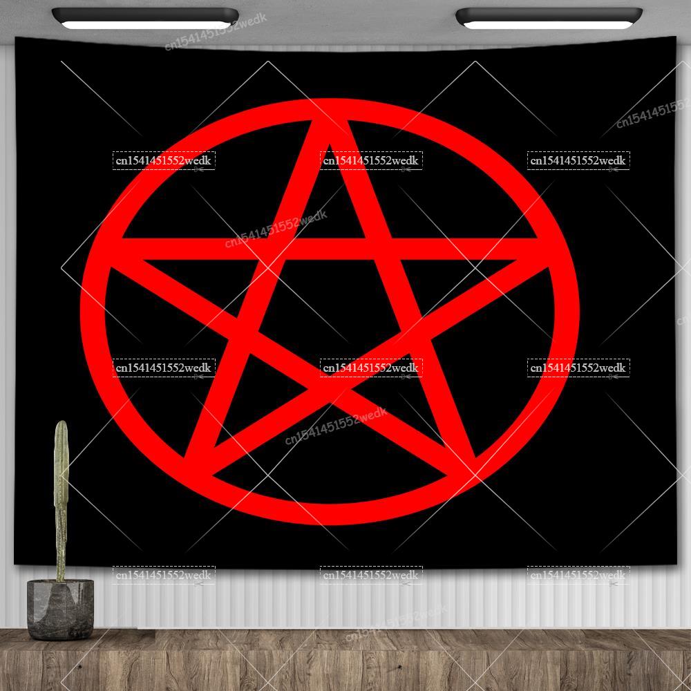 Хиппи Пентаграмма Викканский настенный гобелен Оккультный колдовской гобелен Эстетические сатанинские гобелены с головой козла Украшение гостиной