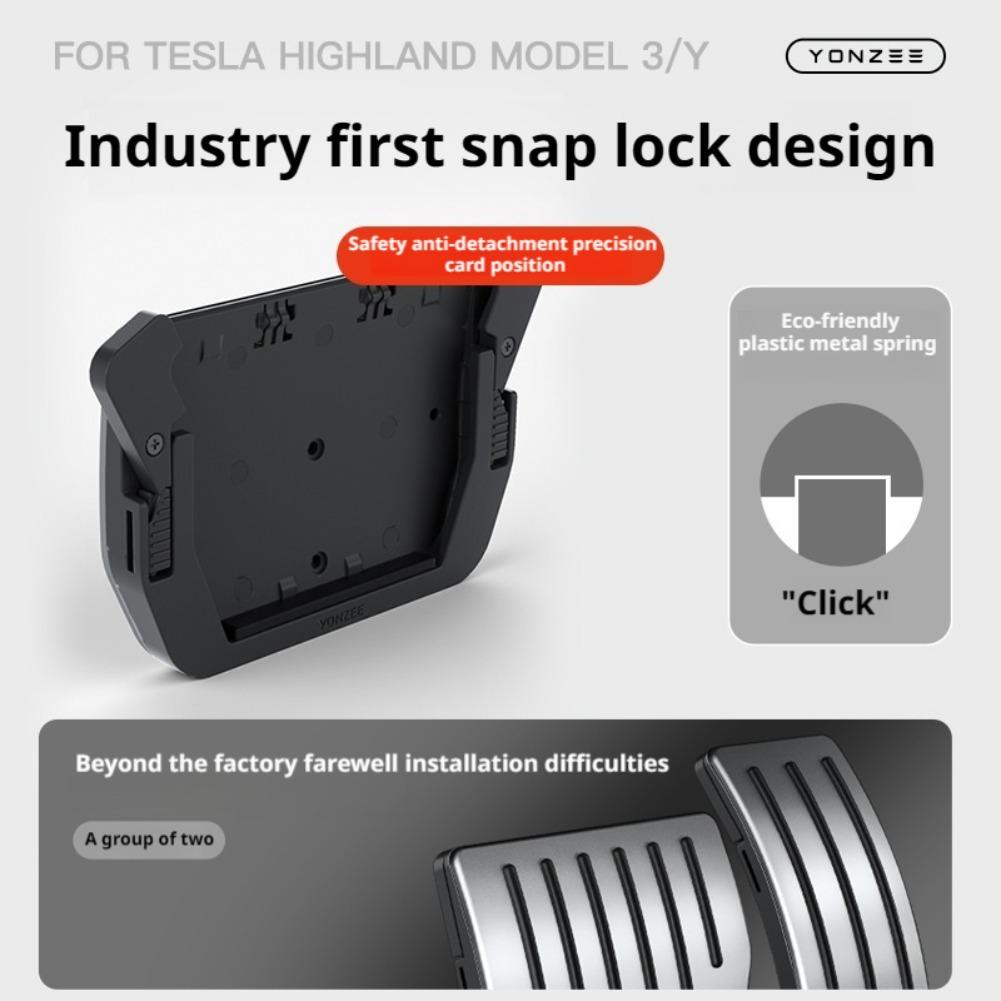 Yz For New Tesla Model 3 Y Highland Juniper - Foot Pedals Snap-Fit Install Alloy Gas Fuel Brake Accelerator Pedal Cover