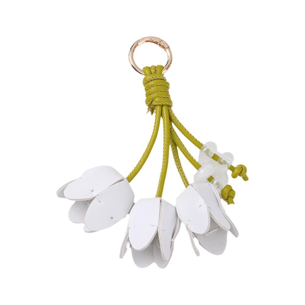 Tulip Shape Bag Charm Leather Like Decorative Charm Fashion Flower Keyring Bag Decor