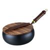 Yousheng Iron Wok Традиционный чугунный горшок ручной ковки, большая сковорода с антипригарным покрытием, бытовой вок с деревянной ручкой
