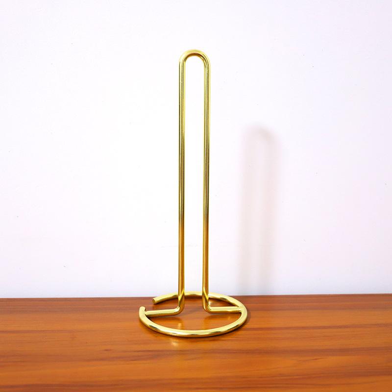 Metal Paper Towel Holder Stand Modern Minimalist Countertop Dispenser for Kitchen Dining Table Elegant Gold Rose Gold Finish