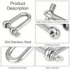 5PCS D Shackle With Screw Pin Stainless Steel 304 Heavy Duty For Chains Wirerope Lifting Camping
