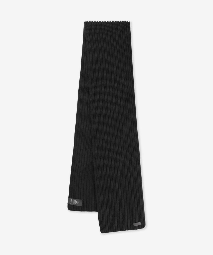 SAINT LAURENT Logo Patch Knit Scarf - Black / 7991463Yr611000