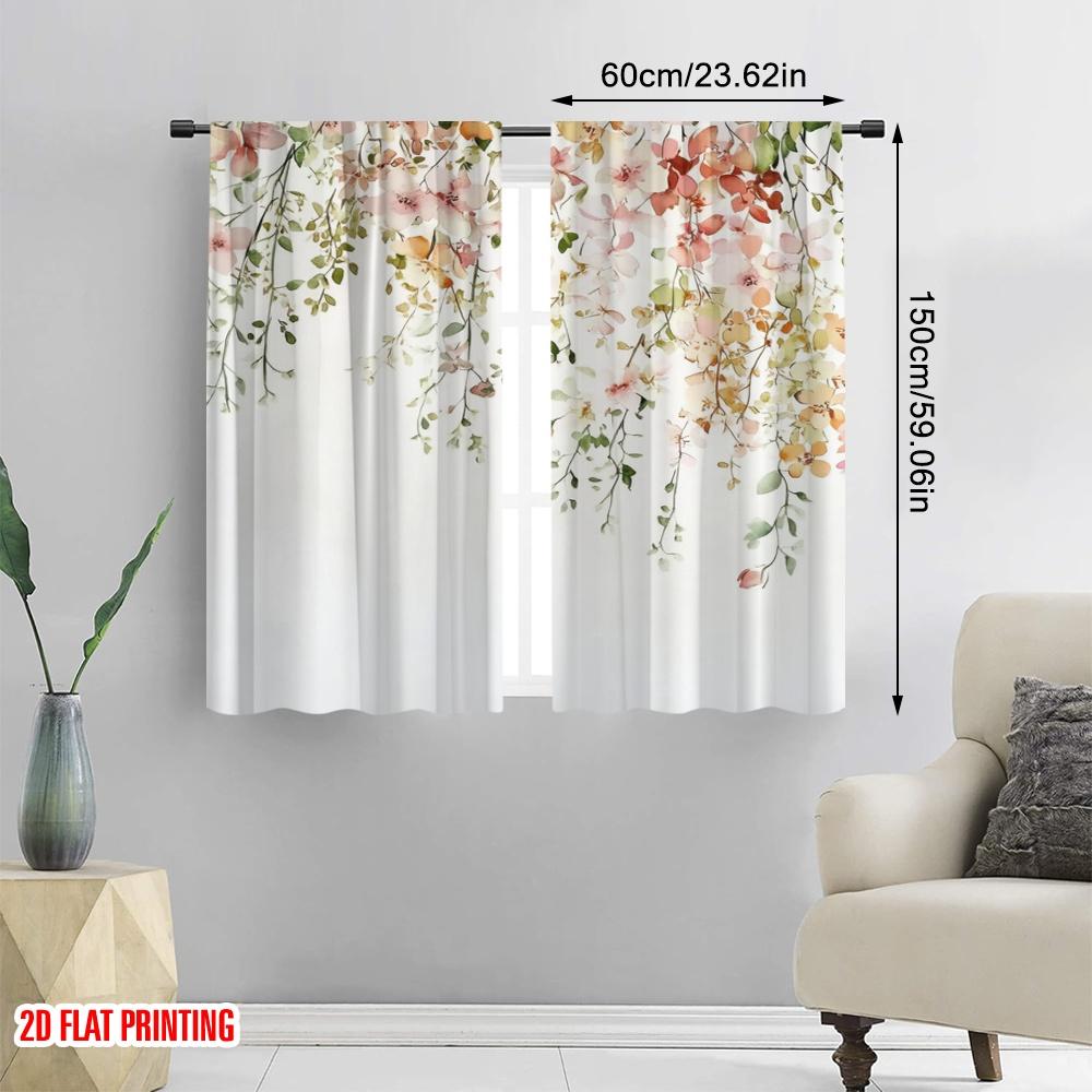 2 шт., 2D плоская печать Популярные шторные панели Цветочный каскад Универсальные 100% полиэстер (без стержня) Украшения для дома для
