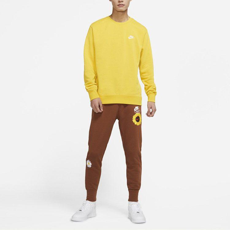 Nike Толстовки Мужские Желтые С Круглым Вырезом Умеренные Обычные BV2667-709