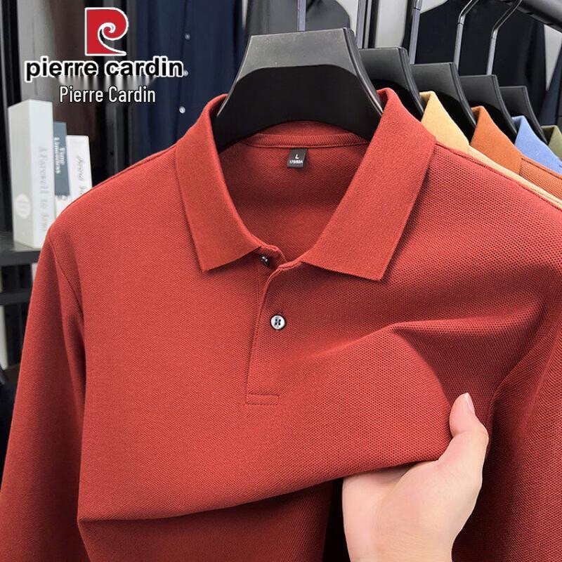 Pierre Cardin Мужская хлопковая рубашка-поло с длинным рукавом 100%