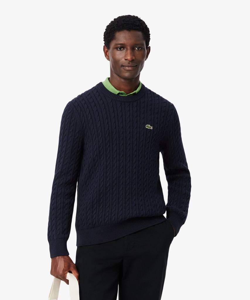 LACOSTE Men'S Cable Long Sleeve Crew Neck Pullover Ah7627-56G 802