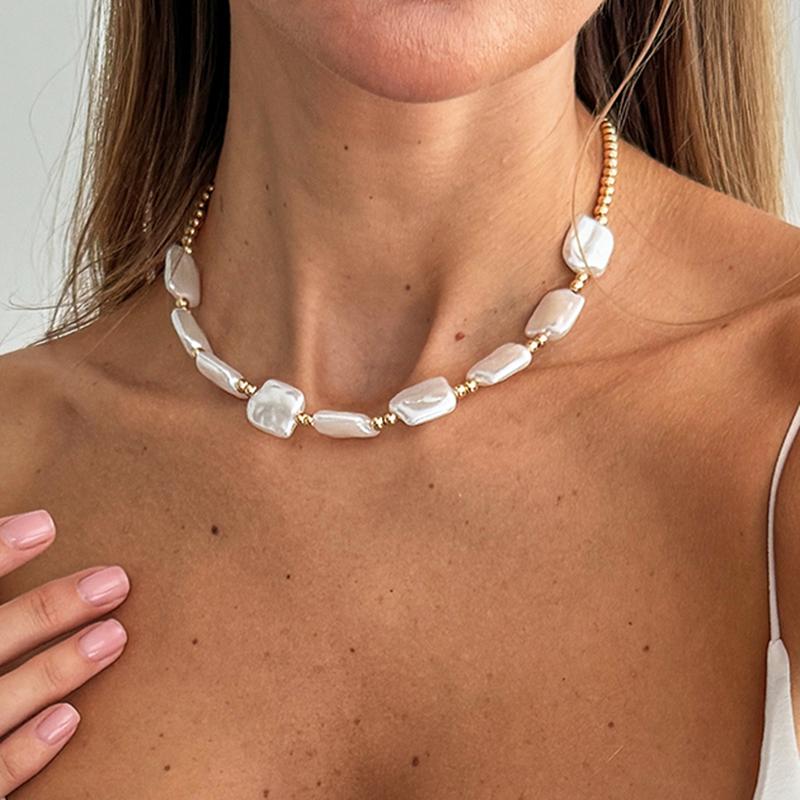 Ingemark Bohemia Imitation Peal Chokers Necklace for Women Wedding Bridal Simple Adjustable Beads Chain Y2K Jewelry Accessories