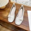 Women's Flat Shoes Spring New Square Head Shallow Mouth Pearl Soft Sole Anti-slip Wear-resistant Single Shoes