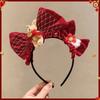 Cartoon New Year Headband Pony Plush Hair Hoop Cute Red Velvet Bow Hairband  Children