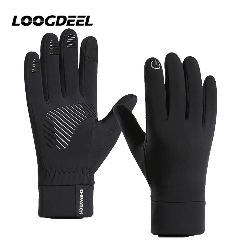 Зимние перчатки Loogdeel для спорта, теплые, с сенсорным экраном, нескользящие, для рыбалки, мотоцикла, езды на велосипеде, для активного отдыха и бега