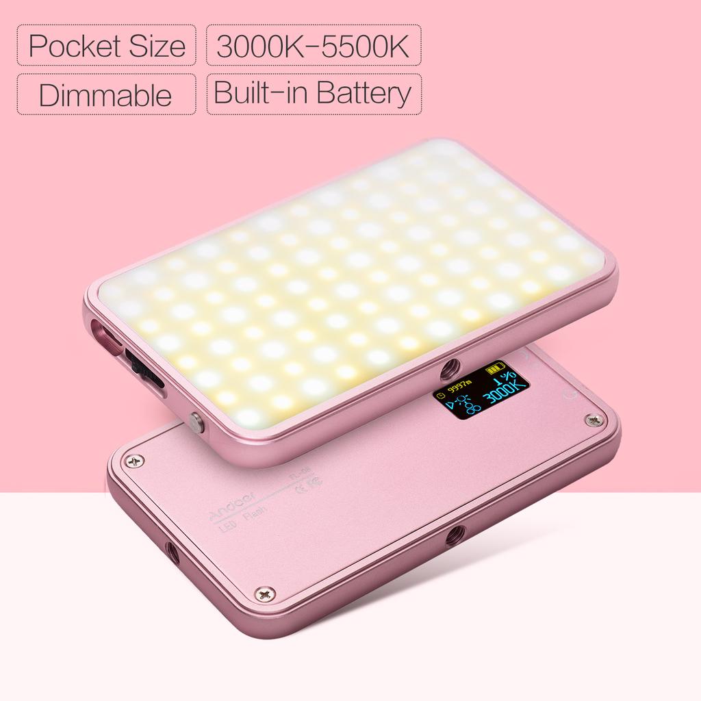FL-08 Mini LED Video Light Panel Photography Fill-in Light 3000K-5500K Dimmable Built-in