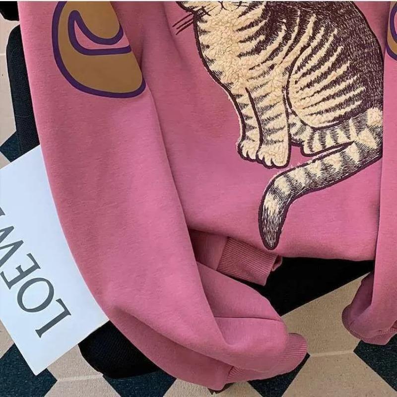 Женский свитшот Хлопок Оверсайз Флис Утепленный Свободный Круглый вырез Повседневный Пуловер Длинный рукав Зимний Свитшот Топ