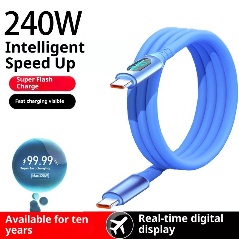 1 шт. 240 Вт USB Type-C LED Цифровой Дисплей Кабель 6A USB-C на Type-C Быстрая Зарядка для Huawei Зарядный Шнур Аксессуары