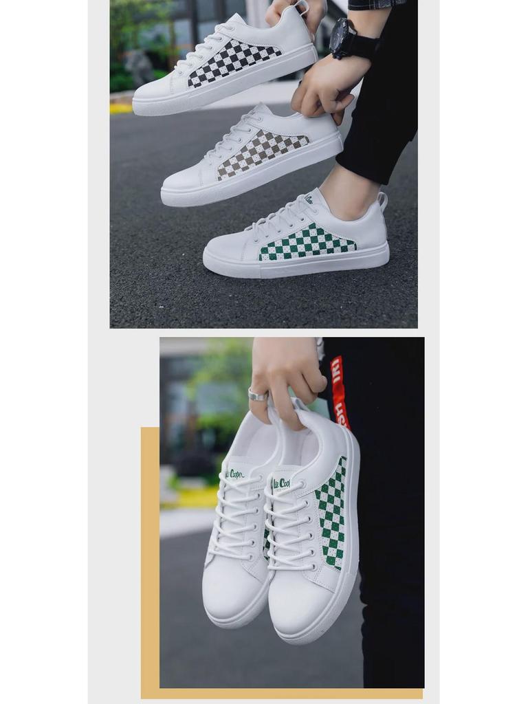 Летние мужские кроссовки Checkerboard 2024 года из искусственной кожи белого цвета, очень большие