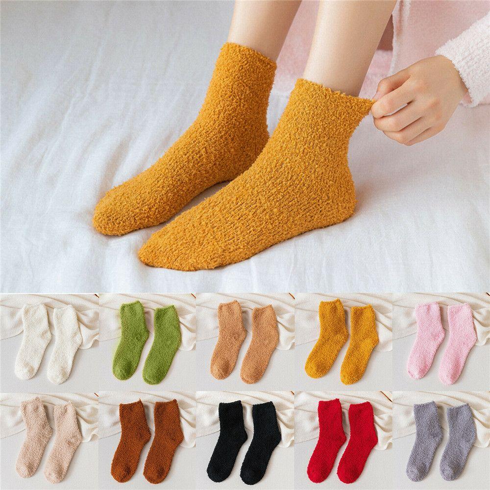 Christmas Gift Winter Warm Breathable Soft Coral Velvet Socks Bed Floor Fluffy Cosy Sleep Socks