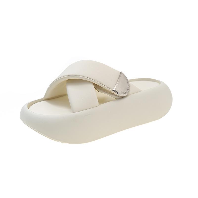 Шлепанцы на платформе 2025 лето новинка женская одежда французский ретро мода кэжуал интернет-знаменитость с одним словом