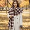 Checkered Wool Tassel Scarf Korean Style Women Cashmere Shawl Winter Cashmere Scarves  Girls