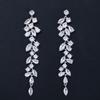 Classic Petal Long Water Drop Fringed Earrings, Zircon Full Diamond Inlaid Popular Earrings.