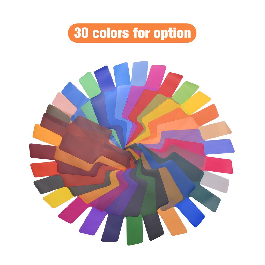 30 pcs set Universal Flash Lighting Filter Flash Gels Color Correction Filters for Camera Speedlite Flash Light with
