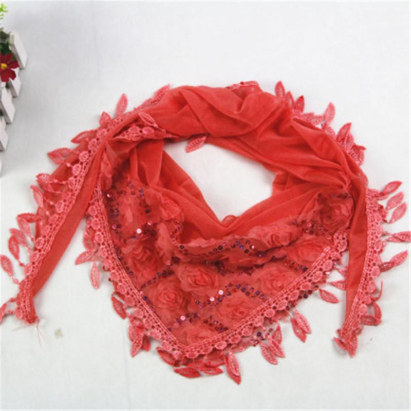 Весенне-осенний женский треугольный шарф, изысканный тонкий шелковый шарф с вышивкой и кисточками, шаль