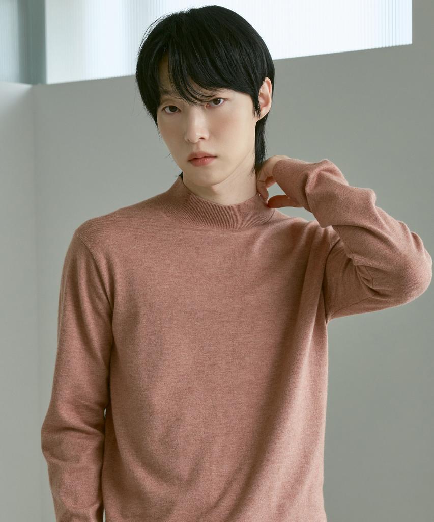210EDIT Men'S Cashmere Blended Mock Turtleneck Knit [Melan Coral]_Zz4Sw011
