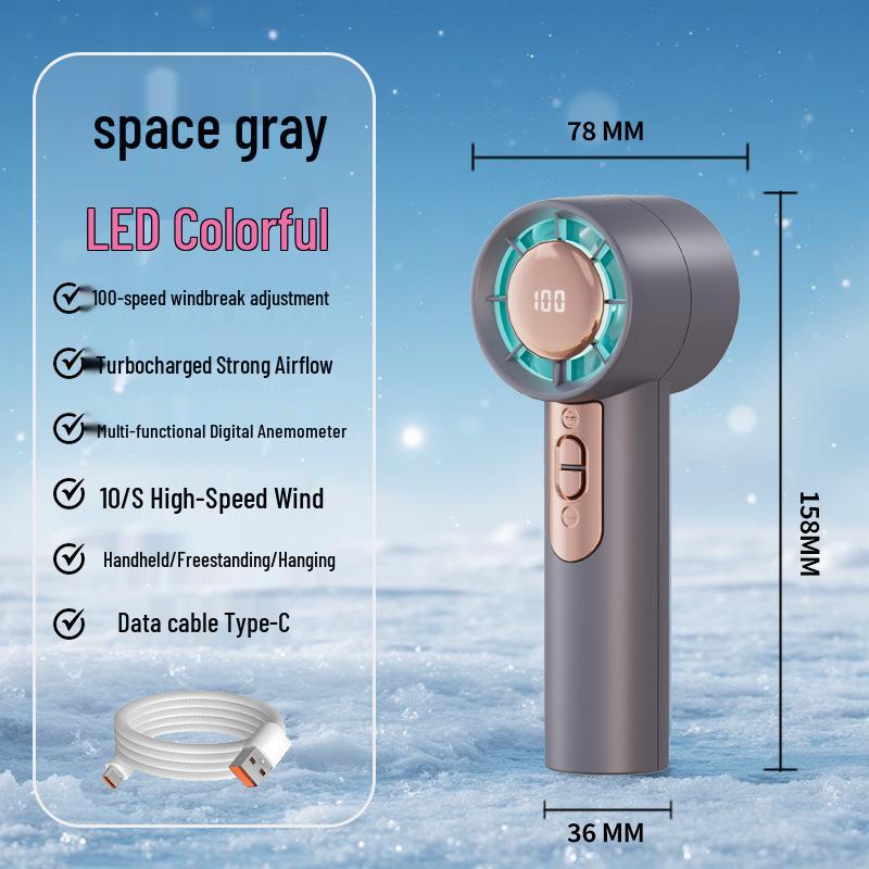 Mini Portable Handheld USB Fan with Digital Display & Ice Pack