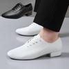 Men's Soft Sole Comfortable Hand-Punched Ballroom Dance Shoes for Quickstep, Foxtrot, and Waltz