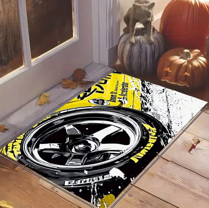 Flame Devil Tire Pattern Floor Mat Kitchen Mat Living Room Mat Bedroom Carpet Door Mat Kitchen Mat Mat Modern Home Decoration