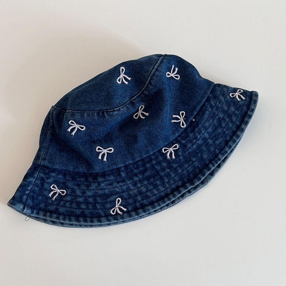 Шляпа-ведро Y2K из денима с большими полями, солнцезащитный козырек, закрывающий раковину, шляпа ковбоя-рыбака с бантом для женщин