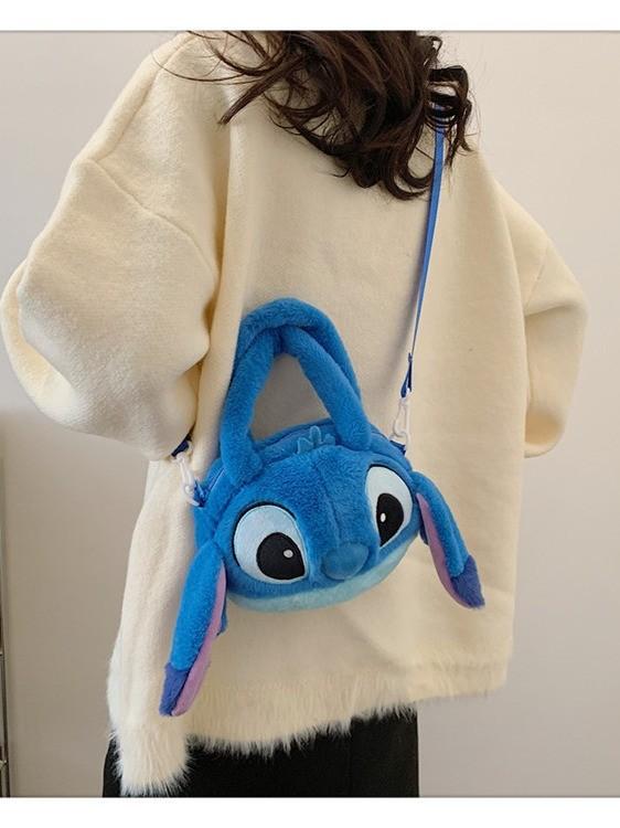 Stitch Plush Shoulder Bag Made Of Soft Material With Inner Pocket For Casual Use