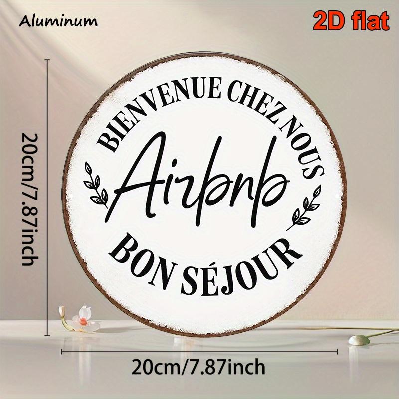 French Airbnb Sign Rustic Farmhouse Wall Decor cm Round Aluminum Plaque with Logo